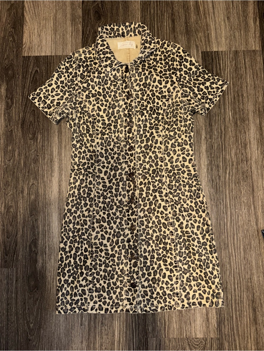 Mustard Seed Leopard Print Mini Dress - Beige & Black